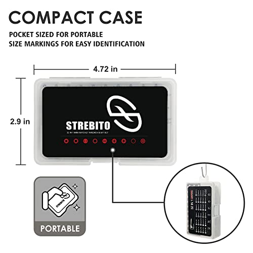 Strebito ST006 Right Angle Screwdriver 32-Piece 1/4 Inch Mini Ratchet Set Low Profile Offset Bit Set thumb #6