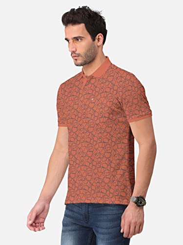 Image of BULLMER Beige Trendy Printed Half Sleeve Polo T-shirt for Mens