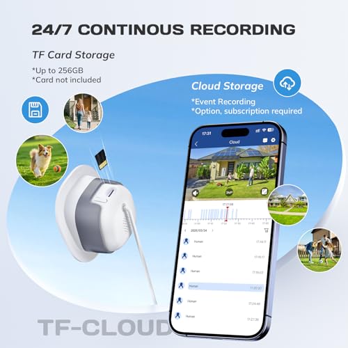 Image of No Drill 2K Window Camera with Angled Mount, 5GHz&2.4GHz WiFi Indoor Camera for Home Security for Outdoor Monitoring, Anti-Glare Color Night Vision, 24 /7 Recording, Free Human /Car /Pet Detection, Alexa