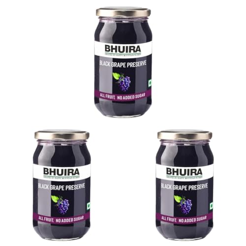 Image of Bhuira Black Grape Preserve - 240g | All Natural, No Added Suga No Added Preservatives Artificial Colors | Handmade Himachal Vegan Spread | Breakfast Dessert Jam | Healthy Snack (Pack of 3)