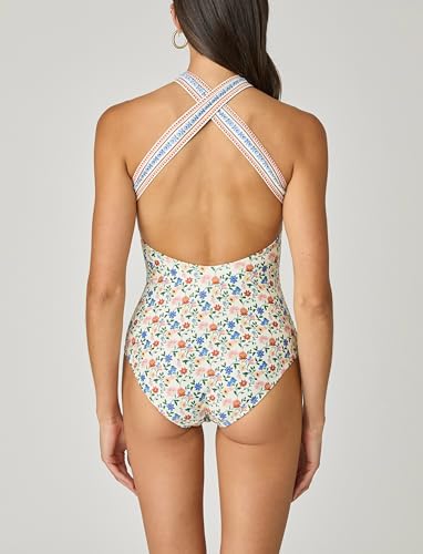 Shoshanna Women's Ivory Santana Floral High Neck One Piece2