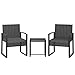 Outsunny Rattan Bistroset, 3 teiliges Gartenmöbel-Set mit 2 Gartenstühlen, Couchtisch, abnehmbar Kissen, Balkonmöbel-Set Sitzgruppe Gartengarnitur für Garten, Terrasse, Dunkelgrau