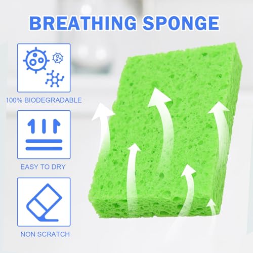 Image of YoleShy 72 Pack Sponges Kitchen Natural Compressed Cellulose Sponges Bulk Non Scratch for Household Cookware Bathroom Cars Soft Super Absorbent Reusable