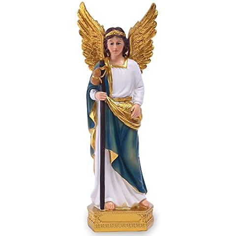 Statua Archanioła archanioło – figurka św. Rafaela do ołtarza domowego, chrześcijańskiej dekoracji religijnej i uzdrawiającej rzeźby anioła