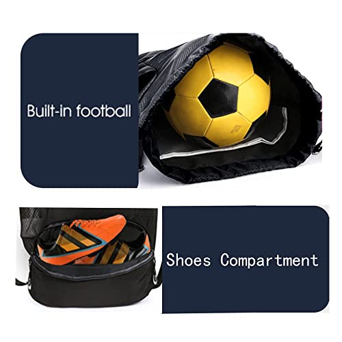 BROTOU Bolsa de Deporte para fútbol, Mochila con cordón, Ajustable, cordón, Bolsa de Gimnasio, Resistente al Agua, Bolsa de Deporte para Hombre, Mujer, niños y jóvenes - imagen 2