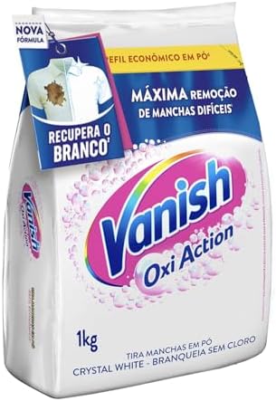 Tira Manchas Vanish em Pó Crystal White Oxi Action para roupas br...