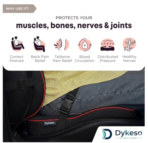 Image of Car Seat Cushions Combo Memory Foam Seat Cushion and Lumbar Back Support Pillow Set for Office Chair, Car | Support for Tailbone, Sciatica & Back Pain Relief, Office, Car & Home Use