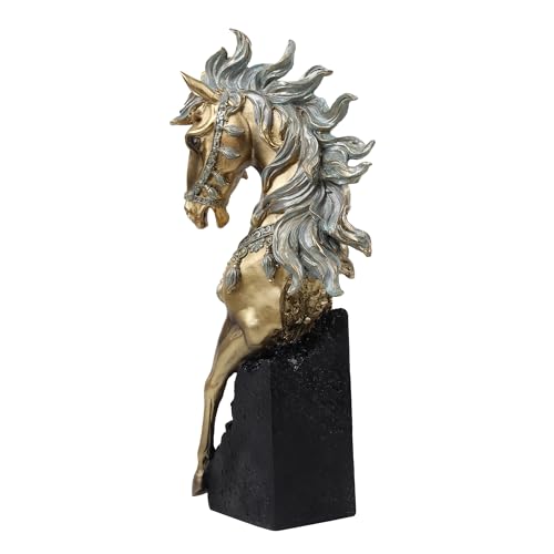Image of ARMONIA Regal Horse Statue, Gold and Silver Finish, Premium European Design,Decor Accents for Luxury Room, Size 36 x 18 x 8 cm Decorative Figurine