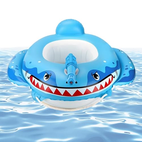 Asiento de natación inflable de tiburón con soporte seguro para niños