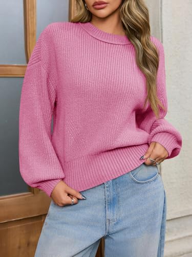 Image of Saodimallsu Womens Batwing Long Sleeve Sweaters Casual Crewneck Loose Chunky Knit Fall Pullover Tops