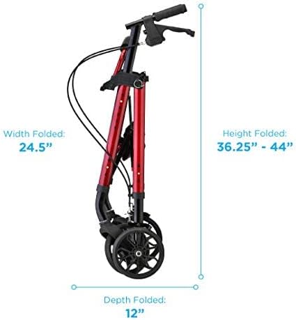 Image displaying the folded dimensions of the Nova Star 8 Rollator Walker, including folded width, height, and depth.