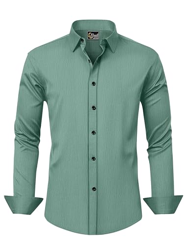 Image of Cotton Imported Popcorn Regular Fit, Shirt For Men Green