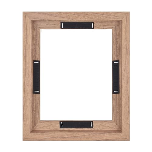 Image of MCS Canvas Float Frames 8x10 Frame, Walnut Wood Grain for Finished Canvases, Vertical & Horizontal Wall with Adhesive for Canvas Paintings (1-Pack)