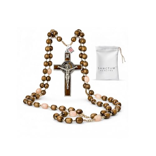 SANCTUM VERITAS Catholic Rosary Necklace | Large Bead Italian Rosary,