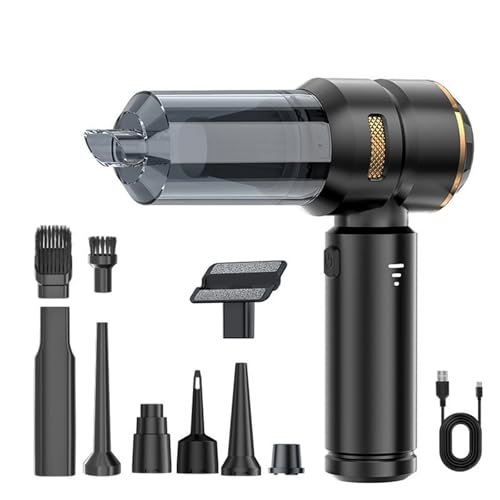 NUNETH Car Handheld Cordless Rechargeable Vacuum Cleaner-100W High Power Brushless Motor, 16kpa Suction, 3 Levels Suction Adjustment, Large Capacity Battery, Dusting and Inflatable (Black Gold)
