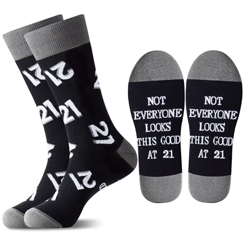 Jeasona 21st Birthday Gifts for Him Men Male Funny Fun Black Crew Cotton Socks