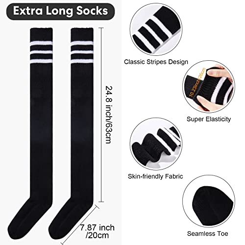 Moon Wood Women Thigh High Socks Extra Long Warm Knit Over Knee High Boot Stockings Striped Thigh Highs Leg Warmers3