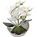 Aisamco Fiori di orchidea artificiali con vaso bianco Fiori di phalaenopsis finti in plastica con vaso di fiori artificiali per la decorazione dell'ufficio di nozze a casa