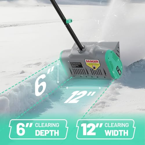 Litheli Cordless Snow Shovel, 20V 12'' Electric Snow Blower for Driveway, Battery Powered Snow Thrower, 4.0Ah Battery and Fast Charger Included - Image 2