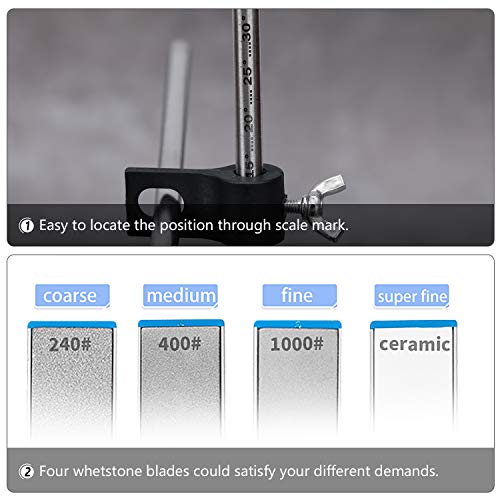 | DMD TOOLS Professional Fix Angle Knife sharpener | Guide Sharpening System | Pro Sharpening Tool | Sharpening Kit | Aluminum Body With 4 Grit Sharpening Stone