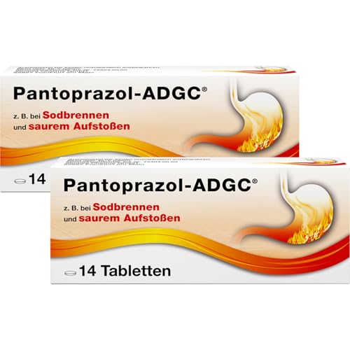 Pantoprazol-ADGC - 2x 14 Stück - gegen Sodbrennen saures Aufstoßen - Mittel bei Magenübersäuerung - wirkt gegen stillen Reflux und Magenbrennen