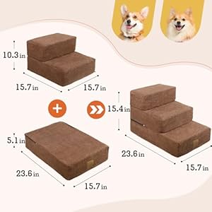 3-Tiers-Dog-Stairs-for-Sofa-Couch-Bed-Detachable-2-Tiers-Pet-Stairs-and-24x16-Dog-Bed-Foldable-Foam-Pet-Steps-Stairs-for-Small-Medium-Dogs-CatsHolds-up-to-66-lbs-Machine-Washable - Cucciolini Doodles   3-Tiers-Dog-Stairs-for-Sofa-Couch-Bed-Detachable-2-Tiers-Pet-Stairs-and-24x16-Dog-Bed-Foldable-Foam-Pet-Steps-Stairs-for-Small-Medium-Dogs-CatsHolds-up-to-66-lbs-Machine-Washable
