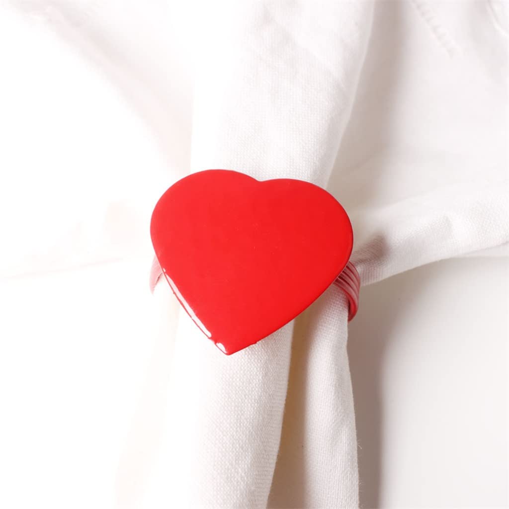 6 uds., servilletero Rojo Grande en Forma de corazón para el Día de San Valentín, servilletero con Hebilla, Anillo para servilleta, servilletero, Anillo para la Boca, Vueltas de Tela (D Talla única)