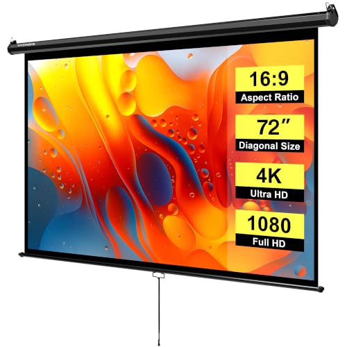 VIVOHOME 72 inch Pull Down Projector Screen