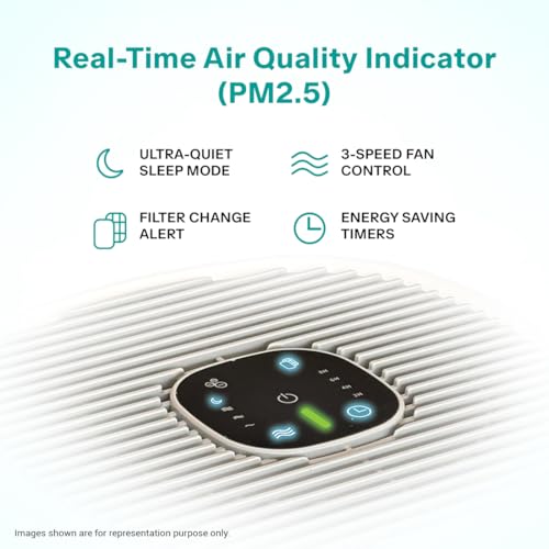 Image of Eureka Forbes 270 Air Purifier for Home |True HEPA H13 Filter & Real-time AQI Indicator |1.5-2 Yrs Filter Life* | Removes 99.97% PM2.5, Dust, Allergens, Bacteria & Pollen | Covers up to 365 Sq.Ft