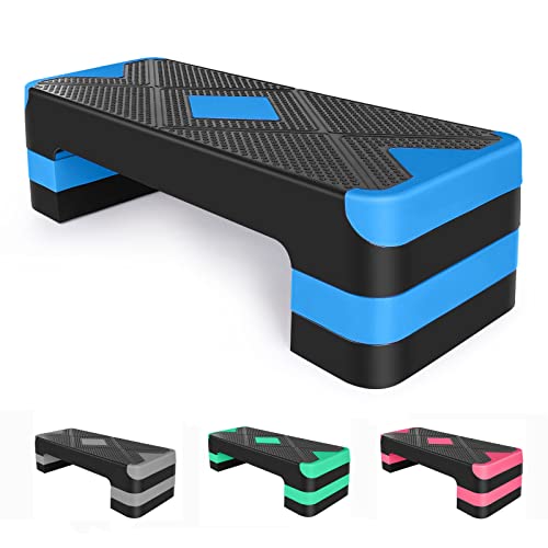 HaoKang Adjustabl Aerobic Stepper Fitness Step Platform Health Workout for Sports Training, Black-Blue