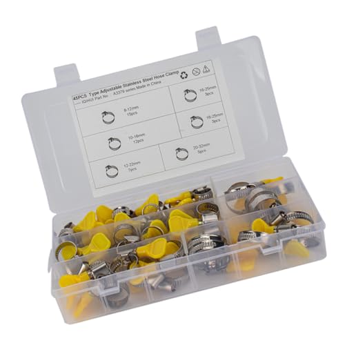 Unomor 45Pcs Plastic Handle Hose Clamps Stainless Steel Pipe Clamps for Natural Gas and Gas Lines Durable Hose Clips for Secure Connections and Easy Installation