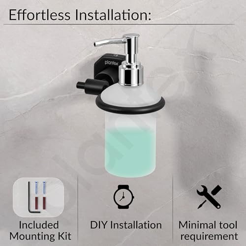 Image of Plantex 304 Grade Stainless Steel Soap Dispenser for Bathroom /Liquid Dispenser for Kitchen /Shampoo Dispenser /Bathroom Accessories - Nipron (Black)
