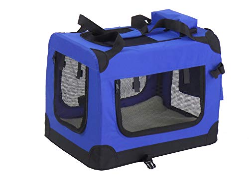 Mobiclinic, Dierenmand (katten, honden, konijnen, fretten, chinchilla's), Balu, Maat L, Reistas, Met Handvaten, Ademend, Opvouwbaar, 70x52x50 cm, Blauw
