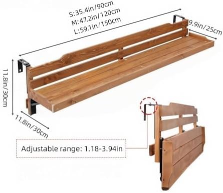 Adjustable Folding Balcony Table for Railing - Space-Saving Outdoor Dining, Bar, or Plant Stand - Compact Hanging Tabletop for Small Spaces - Durable & Stylish Design