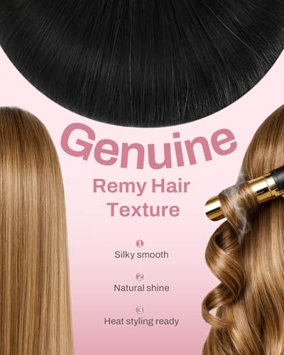 Image of Moresoo Clip in Hair Extensions Human Hair, Seamless Genius Weft, 22inch | Clip in hair extensions, natural black, 130g 7pcs, for weddings and events, long natural blend for soft romantic styling