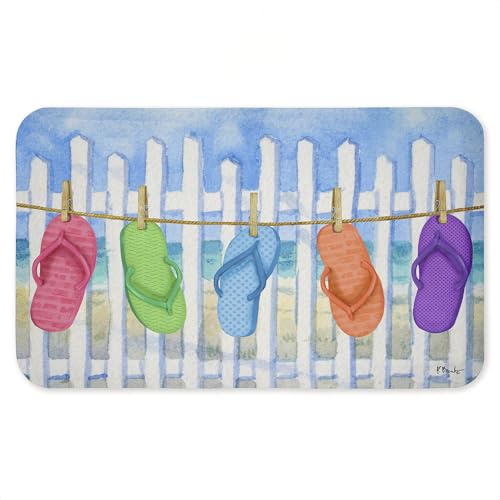 Flip Flop Summer Clothesline Anti-Fatigue Floor Mat, Ergonomic Cushioned Kitchen