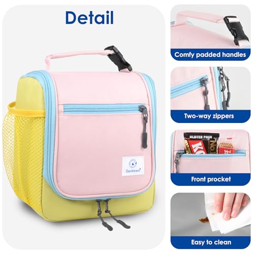 Image of Genteen Kids Lunch Box, Insulated Lunch Bag for Kids, Toddler, Girl, and Boy; Holds Lunch Box, Water Bottle, & Snacks; Easy-Clean Water-Resistant Fabric & Multiple Zippered Pockets (Yellow Blue)
