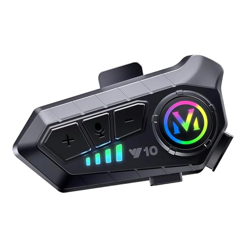Motorcycle Helmet Speakers Y10G Motorbike Headphones Wireless 5.3 Bluetooth with Soft/Hard Mic and Dual Noise Cancelation Headset Automatic Answer/Music Control/Wake up Siri Compatible All Helmets