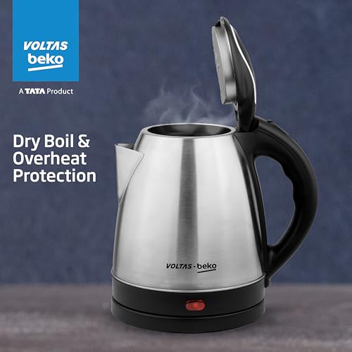 Image of Voltas Beko, a TATA Product 1.5 L Stainless Steel Electric Kettle | 1350W Fast Boil | Auto Cut‑Off | Cool‑Touch Lid & Handle | Home & Office Use (K135X15H‑SL, Silver)