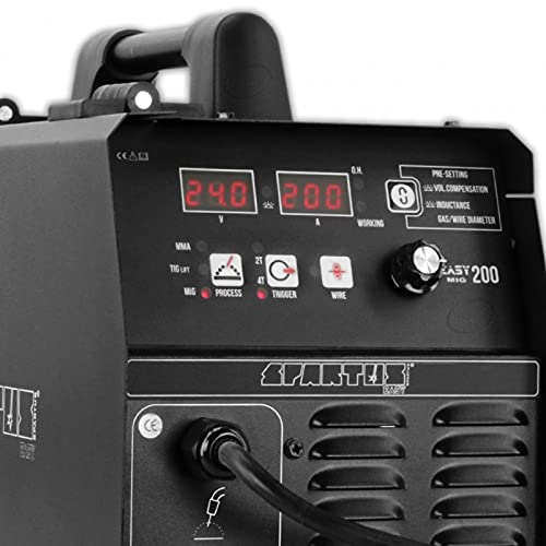 Spartus EasyMIG 200 Saldatore MIG/MAG, MMA, FLUX, TIG Lift Saldatrice semiautomatica 230V 200A 2T/4T Gasless