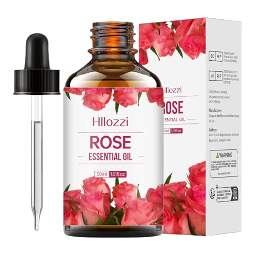 Rose Essential Oil,Rose Ätherisches Öl,Rosenöl Gesicht Hautpflege Rosenöl ätherisch 30ML Rose Oil mit Vitamin C Serum,Anti-Aging-Falten Aufhellen,für Diffuser,Hautpflege, Haarpflege,Massage,Bad