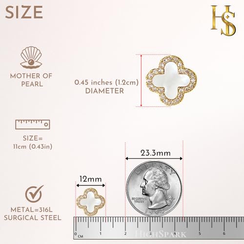 Clover Earrings for Women | Hypoallergenic Studded Clover Stud Earrings | Lovely Gift - Studded White2