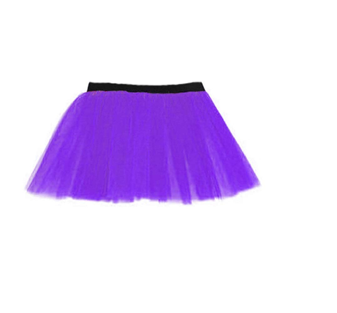 Gizelle Women's Purple Fancy Dress Neon Tutu Skirt 80S Two Layers Party Outfit Hen Party Running Costume 1980S (Purple)