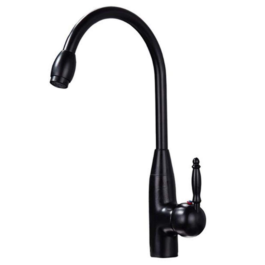 Black Kitchen Faucet European Style Pure Copper Wash Basin Hot and Cold Mixer Rotating 360 Degree Swivel Tap