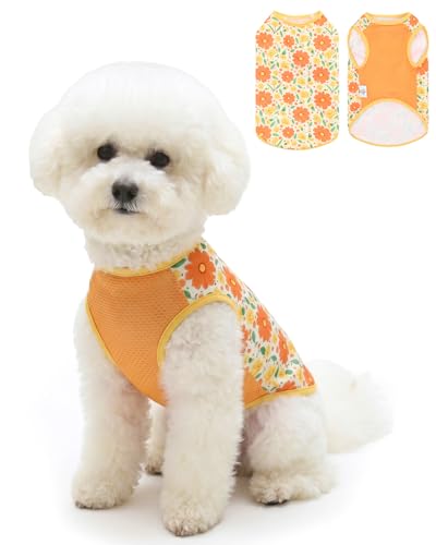 Image of CuteBone Mesh Panel Dog Tank Top - Breathable Dual-Fabric Pet Vest Lightweight Summer Small Dog Shirts - Keep Your Pets Cool, Sun-Protected Outdoors