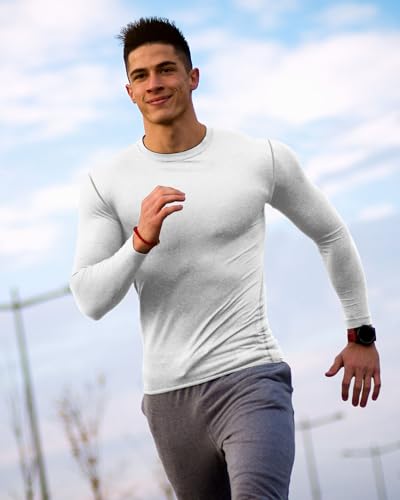 Hicarer 6 Pack Men's Athletic Compression Shirts Long Sleeve Workout Running Undershirt Thermal Sport Base Layer Top4