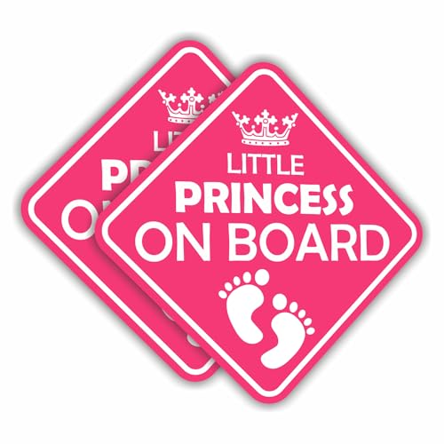 Image of (2 Pcs) Little Princess On Board Vinyl Decal Bumper Sticker Baby Girl Sticker Car Truck Van Window Sticker Self Adhesive Vinyl Car Sticker