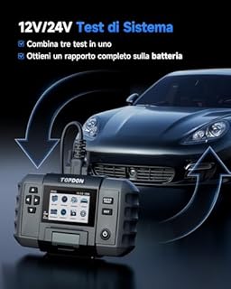 TOPDON BT600 Plus Tester Batteria Auto 6V 12V 24V, Analizzatore di Batterie, Test di Avviamento/Carica/Sistema 12V/24V, Test di Resistenza e Sequenza, Schermo 3,5" con Batteria Integrata e Stampante