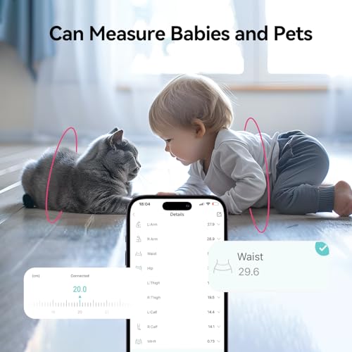 Fitdays Smart Body Tape Measure, Body Measurement Tape Measure, LED HD Full Screen Monitoring Body Fat Tool for Fitness Shaping and Weight Loss Fitdays APP (Pink) 6 41jyE7SjVvL