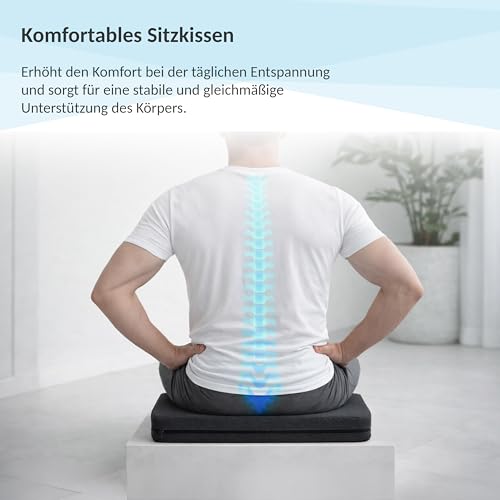 POKAR Keilkissen Stuhl Sitzkeil Ergonomisches Sitzkeilkissen Bürostuhl Kissen Orthopädisch Keilkissen Autositz Schaumstoff, Schwarz, 38 x 38 x 8/2 cm